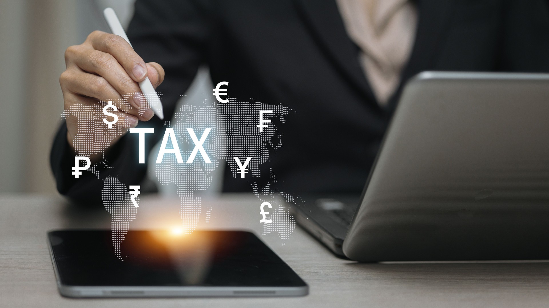 Digital TAX System with Global Currency Symbols and Business Technology